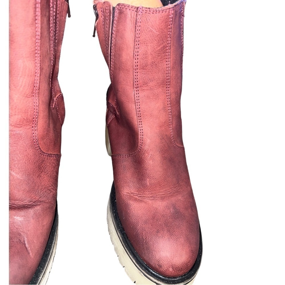 NWOT ▶️ Free People ◀️ James Wine Leather Heeled Chelsea Boots EU 37 - Picture 12 of 17